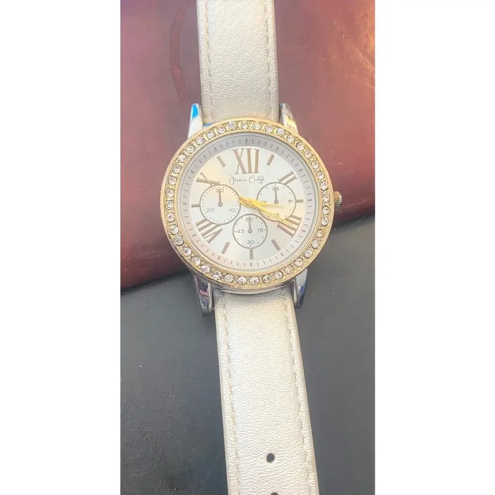 Women's Jessica Carlyle Wtch, Two Tone with Rhinestone Bezel, Chrono Style